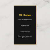 Maßgeschneiderte Yellow Monogram Business Cards Visitenkarte (Rückseite)