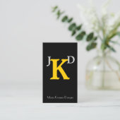 Maßgeschneiderte Yellow Monogram Business Cards Visitenkarte (Stehend Vorderseite)