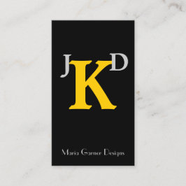 Maßgeschneiderte Yellow Monogram Business Cards Visitenkarte