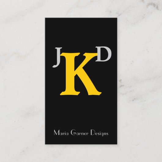 Maßgeschneiderte Yellow Monogram Business Cards Visitenkarte (Vorderseite)