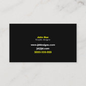 Maßgeschneiderte Yellow Monogram Business Cards Visitenkarte (Rückseite)