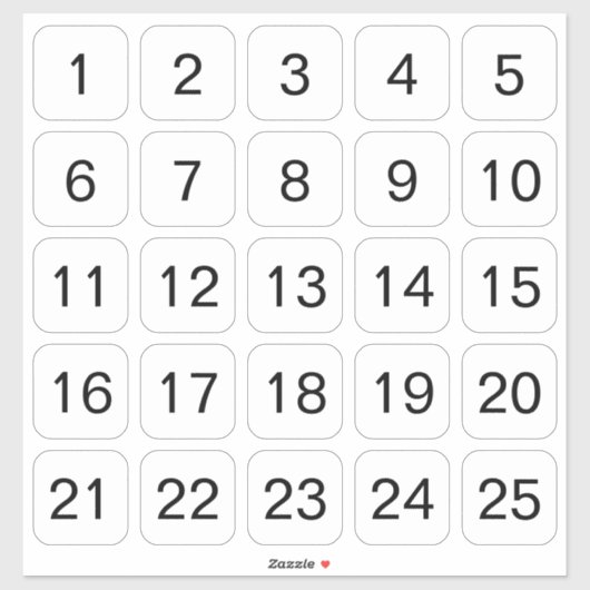 Maßgeschneiderte Zahlenklammern Aufkleber (Blatt)