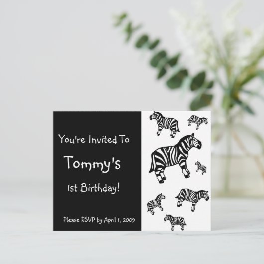Maßgeschneiderte Zebra-Party Einladungen (Stehend Vorderseite)