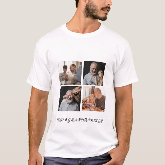 Maßgeschneiderte zeitgenössische 4-Foto "Beste Opa T-Shirt (Vorderseite)