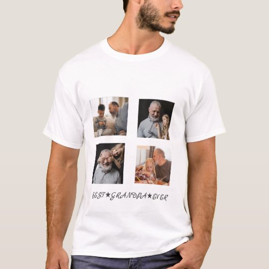 Maßgeschneiderte zeitgenössische 4-Foto "Beste Opa T-Shirt (Vorderseite)
