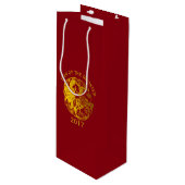 Maßgeschneiderte Zodiac 2017 Rooster Year Wine Bag Geschenktüte Für Weinflaschen (Vorderseite Schrägansicht)