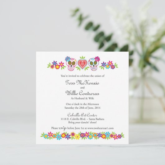 Maßgeschneiderte Zuckerkulle und Blume - Orange Bk Einladung (Stehend Vorderseite)