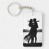 Maßgeschneiderte zwei Fotos machen es schwarz und  Schlüsselanhänger (Vorderseite)
