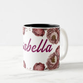 Maßgeschneiderte, zweifarbige Tasse mit Blumen (VorderseiteRechts)