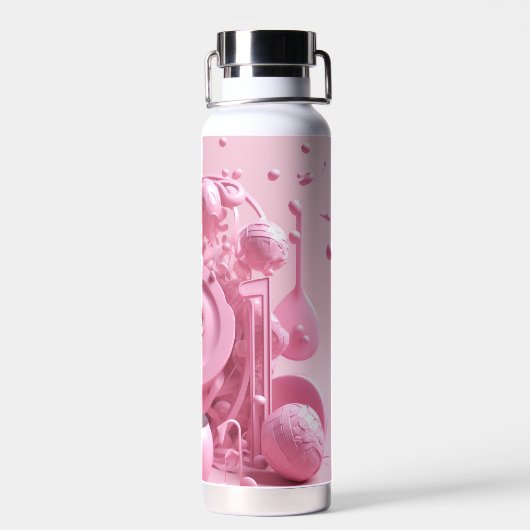 Maßgeschneiderter 3D-Rosa-Swirl Trinkflasche (Rückseite)