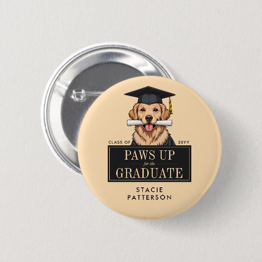 Maßgeschneiderter Abschluss Niedlich Golden Retrie Button (Vorne & Hinten)