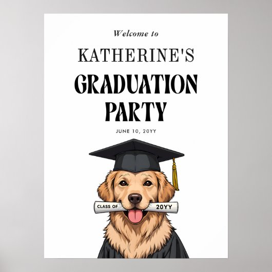Maßgeschneiderter Abschluss Niedlich Golden Retrie Poster (Vorne)