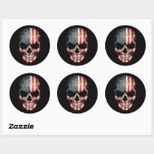 Maßgeschneiderter amerikanischer Flag-Schädel Runder Aufkleber (Blatt)