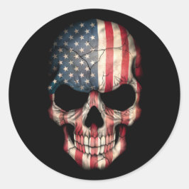 Maßgeschneiderter amerikanischer Flag-Schädel Runder Aufkleber