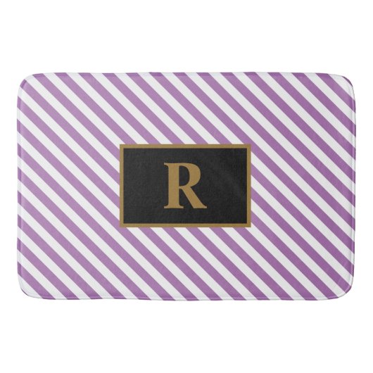 Maßgeschneiderter anfänglicher Lila/weißer Streife Badematte (Vorderseite)