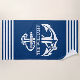 Maßgeschneiderter Ankerpunkt an blauen und weißen  Strandtuch