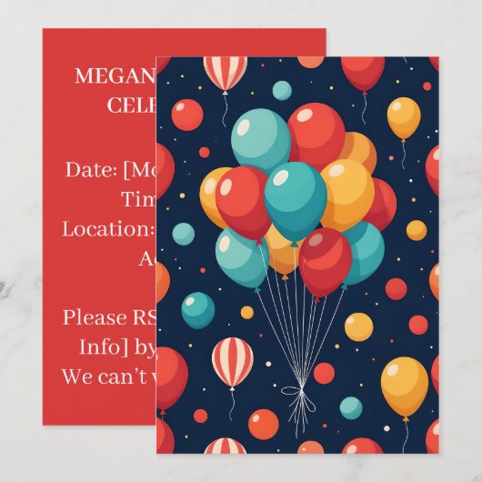 Maßgeschneiderter Ballon Einladung (Vorne/Hinten)