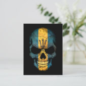 Maßgeschneiderter Barbados Flag Skull Postkarte (Stehend Vorderseite)