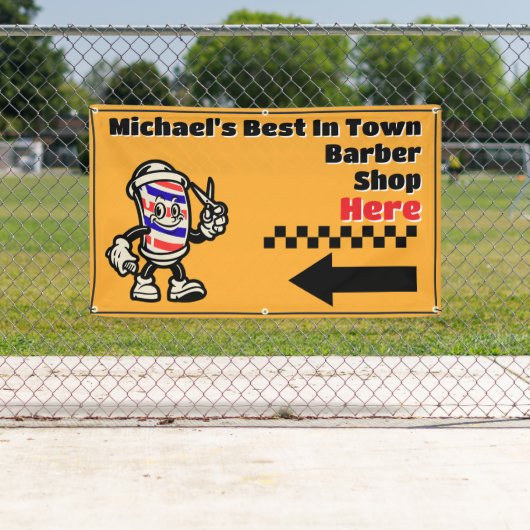 Maßgeschneiderter Barbershop hier Pfeil abbiegen V Banner (Insitu)