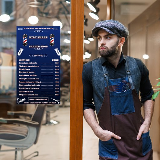 Maßgeschneiderter Barbershop Sehr detaillierte Pre Fensteraufkleber