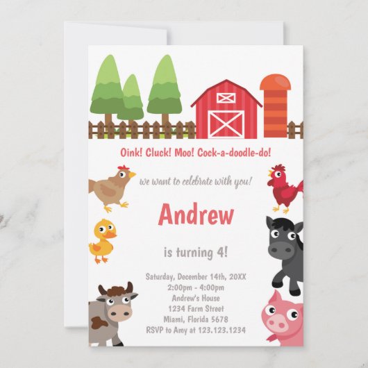 Maßgeschneiderter Barnyard Geburtstag Einladung (Vorderseite)