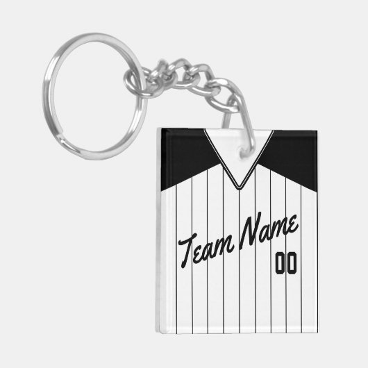 Maßgeschneiderter Baseball Softball Jersey Keyring Schlüsselanhänger (Vorderseite links)