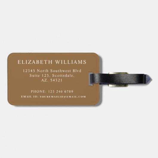 Maßgeschneiderter Beige Tan Light Brown Polka Dot Gepäckanhänger (Rückseite horizontal)