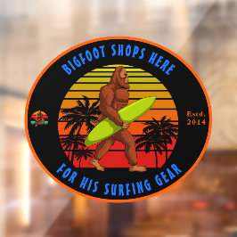 Maßgeschneiderter Bigfoot Surfshop für Sportartike Fensteraufkleber
