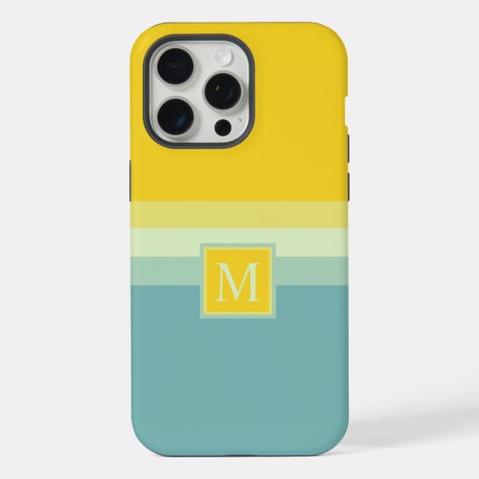 Maßgeschneiderter, blauer, gelber Farbblock iPhone Hülle (Rückseite)