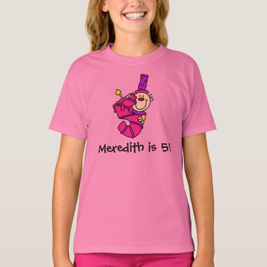 Maßgeschneiderter Blue Candle Clown 5. Geburtstag T-Shirt (Vorderseite)