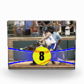 Maßgeschneiderter Blue Softball Foto Cube (Vorderseite)