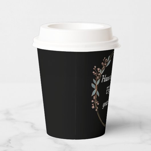 Maßgeschneiderter Blumenrahmen mit Morgentext Pappbecher (Rechts)