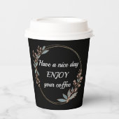 Maßgeschneiderter Blumenrahmen mit Morgentext Pappbecher (Vorderseite)