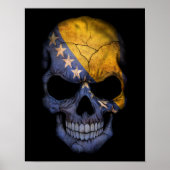 Maßgeschneiderter bosnischer Flaggenschädel Poster (Vorne)