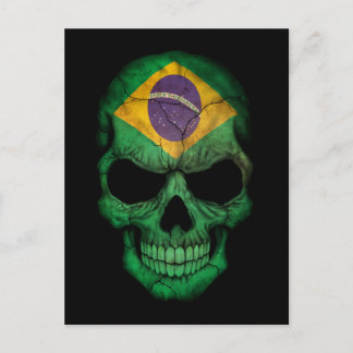 Maßgeschneiderter brasilianischer Flaggenschädel Postkarte