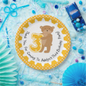 Maßgeschneiderter Braunbär 3. Geburtstagspapier-Te Pappteller (Party)