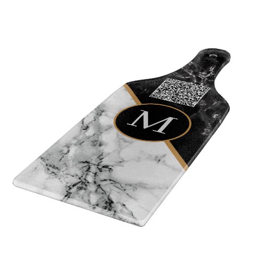 Maßgeschneiderter Brief und QR-Code-Marmorablage Schneidebrett (Ecke)