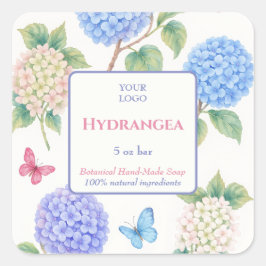 Maßgeschneiderter Business-Sticker für Hydrangeas- Quadratischer Aufkleber