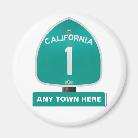 Maßgeschneiderter CA Highway 1 Magnet "Any Town He (Vorne)