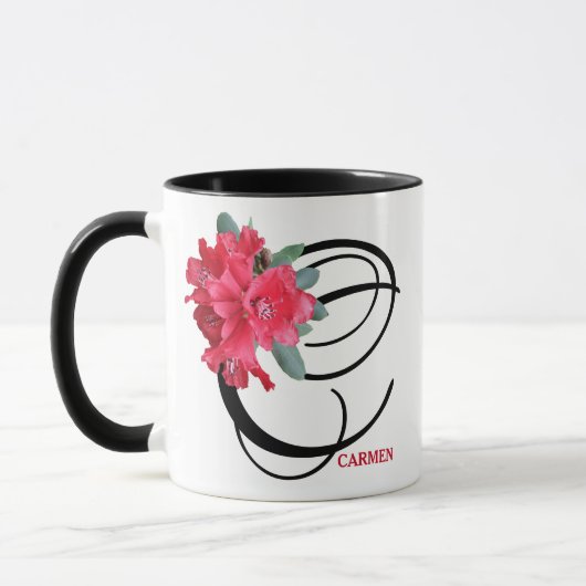 Maßgeschneiderter Carmen-Name Rot floral trendy bo Tasse (Links)