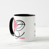 Maßgeschneiderter Carmen-Name Rot floral trendy bo Tasse (Vorderseite Links)