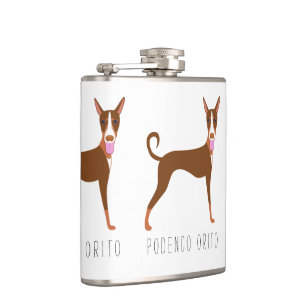 Maßgeschneiderter Cartoon Podenco Orito Dog Flachmann