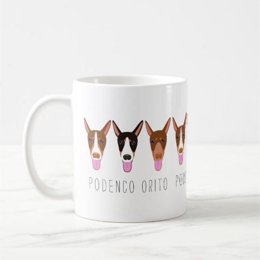 Maßgeschneiderter Cartoon Podenco Orito Dog Kaffeetasse (Links)
