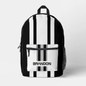 Maßgeschneiderter Cooler Schwarz-Weiß-Auto-Rennstr Bedruckter Rucksack (Vorderseite)