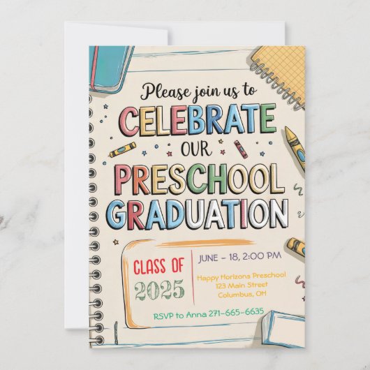 Maßgeschneiderter Crayons Notebook-Preschool-Absch Einladung (Vorderseite)