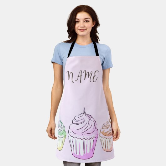 Maßgeschneiderter Cupcake Sweet überall über Print Schürze (Getragen)