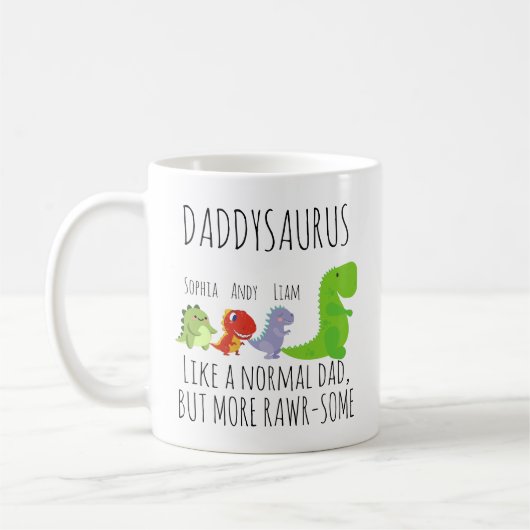 Maßgeschneiderter Daddysaurus Kaffeetasse (Links)