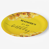 Maßgeschneiderter Daffodil März Geburtstag Blume G Pappteller (Schrägansicht)