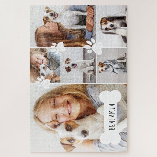 Maßgeschneiderter Dog Bone & Paw Print Foto Collag Puzzle (Vertikal)