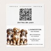 Maßgeschneiderter Dog Trainer QR Code Falsche Visi Visitenkarten (Außenseite Aufgefaltet)